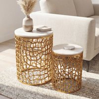 FineBuy 2er Set Couchtisch Gold mit weißer Marmor Tischplatte - Wohnzimmer Tisch Satztisch rund - Beistelltisch Alu modern - Sofatisch Set Aluminium Metallgestell Design Handmade | Farbe: Gold Unkategorisiert online kaufen FineBuy 2er Set Couchtisch Gold mit weißer Marmor Tischplatte - Wohnzimmer Tisch Satztisch rund - Beistelltisch Alu modern - Sofatisch Set Aluminium Metallgestell Design Handmade | Farbe: Gold Unkategorisiert online kaufen