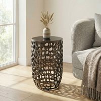 FineBuy Beistelltisch Glas Aluminium 30cm Schwarz Rund - Moderner Anstelltisch Metall - Design Sofatisch Aluminium - Loungetisch Couchtisch Alu - Wohnzimmertisch Klein Handmade | Farbe: Schwarz Unkategorisiert online kaufen