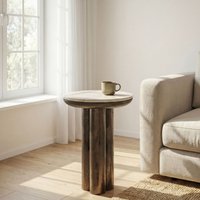 FineBuy Beistelltisch Metall mit weißer Marmor Tischplatte 36cm Rund - Design Anstelltisch Aluminium - Loungetisch Säulenbein - Alu Sofatisch - Couchtisch Wohnzimmertisch Klein Handmade | Farbe: Schwarz Unkategorisiert online kaufen