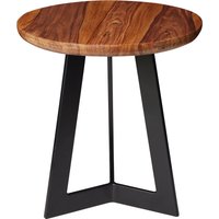 FineBuy Beistelltisch SV51462 Sheesham Holz Metall Couchtisch, Industrial Style Echtholz Hocker Wohnzimmer, Holztisch Sofatisch Metallbeine, Anstelltisch Dekotisch | Farbe: Braun Unkategorisiert online kaufen