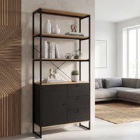 FineBuy Bücherregal MDF Metall 180cm Eiche Dekor Schwarz - Design Standregal - Mehrzweckregal Holzoptik hoch - Regal mit Schubladen und Tür - Stauraumregal Wohnzimmerregal | Farbe: Schwarz Unkategorisiert online kaufen FineBuy Bücherregal MDF Metall 180cm Eiche Dekor Schwarz - Design Standregal - Mehrzweckregal Holzoptik hoch - Regal mit Schubladen und Tür - Stauraumregal Wohnzimmerregal | Farbe: Schwarz Unkategorisiert online kaufen