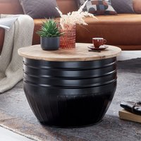 FineBuy Couchtisch Mango Massivholz Metall 60x41x60 cm Industrial Style Rund, Design Wohnzimmertisch mit Stauraum, Moderner Loungetisch Sofatisch Schwarz | Farbe: Schwarz Unkategorisiert online kaufen