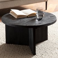 FineBuy Couchtisch Mango Massivholz rund Ø 60 cm Schwarz · Moderner Wohnzimmertisch mit strukturierter Oberfläche · Handgefertigter Sofatisch mit markantem Holzgestell | Farbe: Schwarz Unkategorisiert online kaufen
