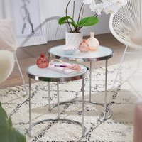 FineBuy Design Beistelltisch Rund Ø 50/42 cm - 2 teilig Weiß Silber mit Glasplatte, Wohnzimmertisch 2er Set, Satztisch Milchglas, Couchtisch | Farbe: Weiß Unkategorisiert online kaufen FineBuy Design Beistelltisch Rund Ø 50/42 cm - 2 teilig Weiß Silber mit Glasplatte, Wohnzimmertisch 2er Set, Satztisch Milchglas, Couchtisch | Farbe: Weiß Unkategorisiert online kaufen