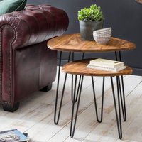 FineBuy Design Satztisch FB51455 Sheesham Metall Beistelltisch 2er Set klein, Couchtisch Set 2 Holz Tische, Massivholz Wohnzimmertisch Metallgestell, Schmaler Sofatisch Ablagetisch | Farbe: Braun Unkategorisiert online kaufen