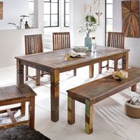 FineBuy Esszimmertisch KALKUTTA 120 x 70 x 76 cm, Massivholz Esstisch für 4-6 Personen, Küchentisch Bootsholz Shabby Chic, Tisch Esszimmer rechteckig | Farbe: Braun Unkategorisiert online kaufen