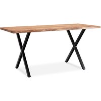 FineBuy Schreibtisch Akazie Massivholz / Metall Computertisch Baumkante, Homeoffice Bürotisch Massiv mit X-Beinen in Schwarz, Holztisch Laptoptisch Arbeitszimmer | Farbe: Braun Unkategorisiert online kaufen
