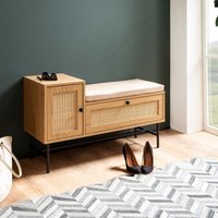 FineBuy Schuhbank mit Sitzfläche 100x60x38 cm Garderobenbank Eiche-Dekor, Sitzbank Rattan Klein Gepolstert, Bank Schmal Flur mit Stauraum, Flurbank Flurmöbel mit Schublade und Tür | Farbe: Braun Unkategorisiert online kaufen FineBuy Schuhbank mit Sitzfläche 100x60x38 cm Garderobenbank Eiche-Dekor, Sitzbank Rattan Klein Gepolstert, Bank Schmal Flur mit Stauraum, Flurbank Flurmöbel mit Schublade und Tür | Farbe: Braun Unkategorisiert online kaufen