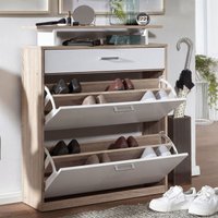 FineBuy Schuhkipper Holz 80x95x24 cm Modern Sonoma Eiche, Design Schuhregal Schuhkipper Schmal, Schuhschrank Schuhaufbewahrung mit Schublade, Flurschrank Schuhablage Regal | Farbe: Grau Unkategorisiert online kaufen