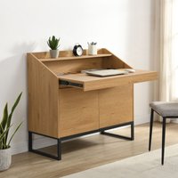 FineBuy Sekretär MDF 100cm Eiche Dekor Metall Beine Rechteckig - Design Kompakt Schreibtisch Ausziehbar mit Stauraum - Schreibtisch Holzoptik - Bürotisch mit Schrank Home Office | Farbe: Braun Unkategorisiert online kaufen FineBuy Sekretär MDF 100cm Eiche Dekor Metall Beine Rechteckig - Design Kompakt Schreibtisch Ausziehbar mit Stauraum - Schreibtisch Holzoptik - Bürotisch mit Schrank Home Office | Farbe: Braun Unkategorisiert online kaufen