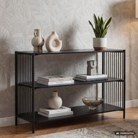 FineBuy Standregal 120cm MDF Metall Schwarz - Bücherregal Rechteckig - Regal mit 3 Ebenen - Konsole für Wohnzimmer & Flur - Ordnerregal Home Office - Offenes Sideboard | Farbe: Schwarz Unkategorisiert online kaufen