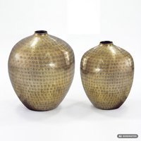 FineBuy Tischvase 2er Set Aluminium - Dekovase rund - Metall Vase modern - Wohnzimmer Deko Alu - Design Vase Tisch Dekoration Handmade | Farbe: Silber Unkategorisiert online kaufen